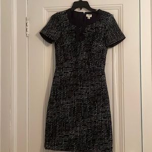 NWT J. Crew dress 00. Navy/white, with bow detail at neck